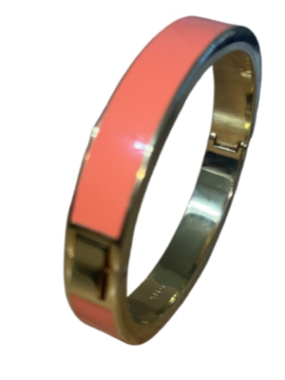 J. Crew Apricot Enamel & Gold-tone Hinged Bangle Bracelet, 6.5”-7” Wrist - Picture 4 of 10